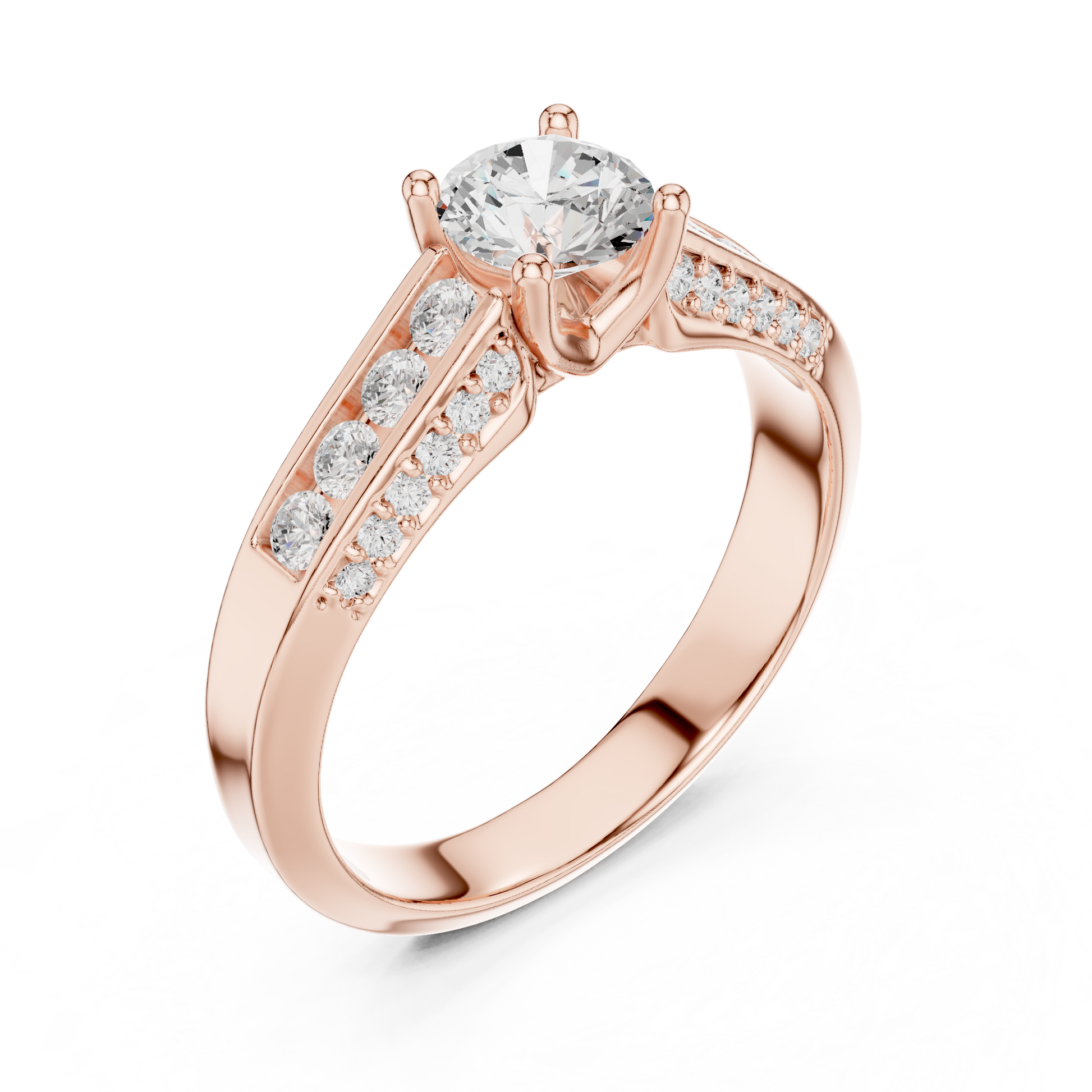 Round Side Stone Lab Grown Diamond Ring