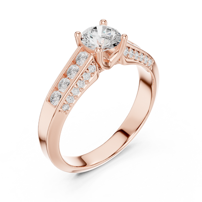 Round Side Stone Lab Grown Diamond Ring
