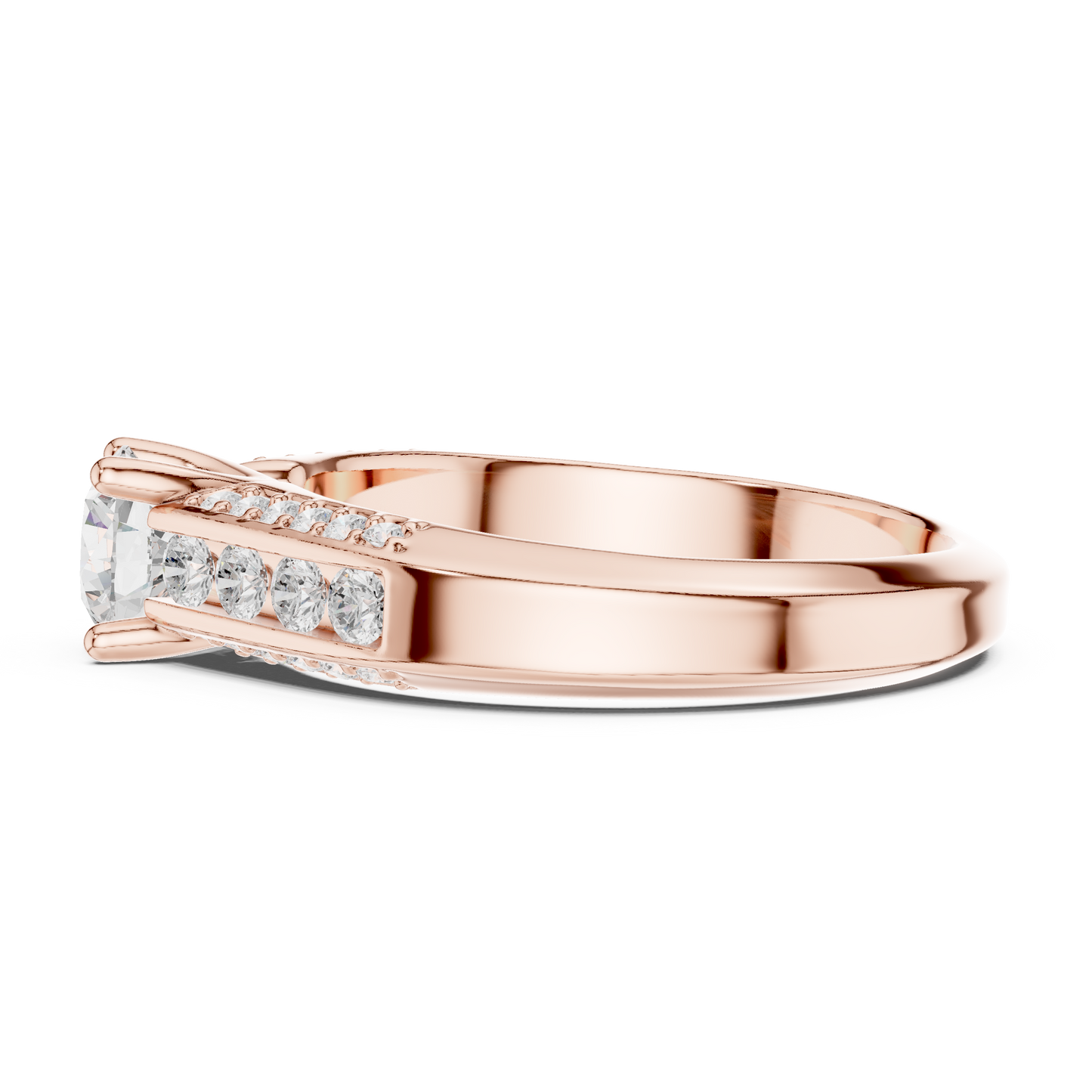 Round Side Stone Lab Grown Diamond Ring