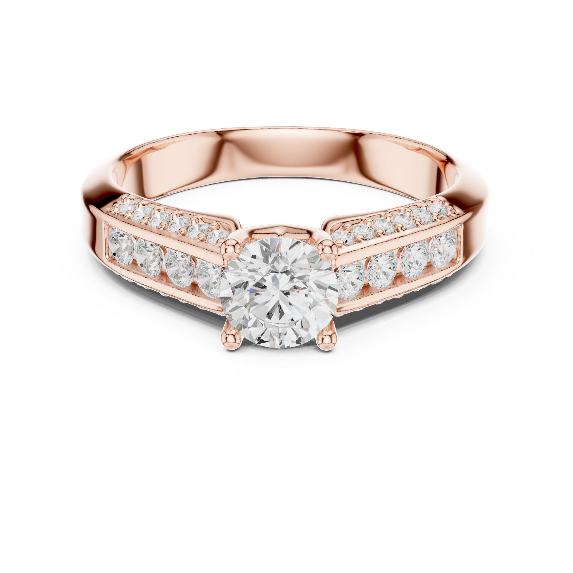 Round Side Stone Lab Grown Diamond Ring