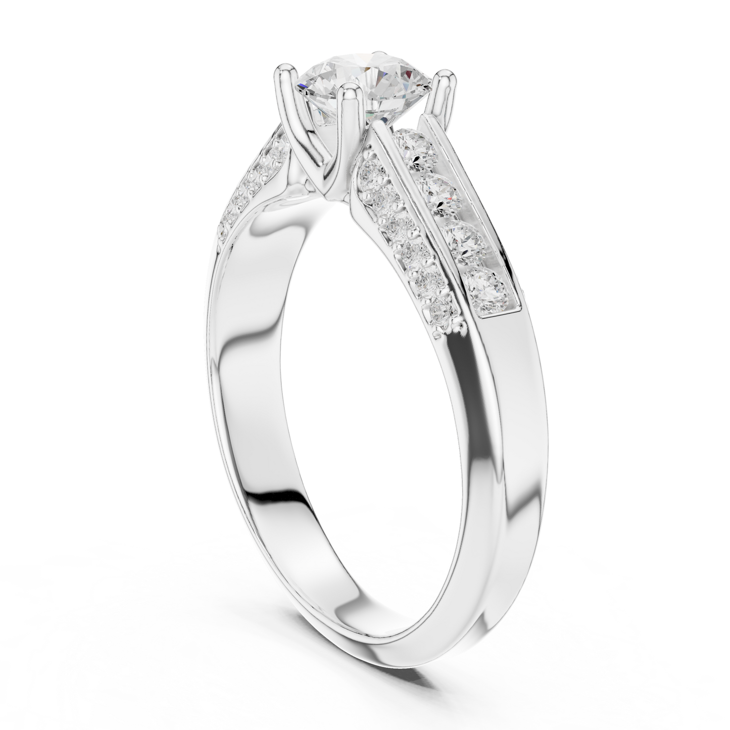 Round Side Stone Lab Grown Diamond Ring