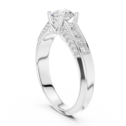 Round Side Stone Lab Grown Diamond Ring