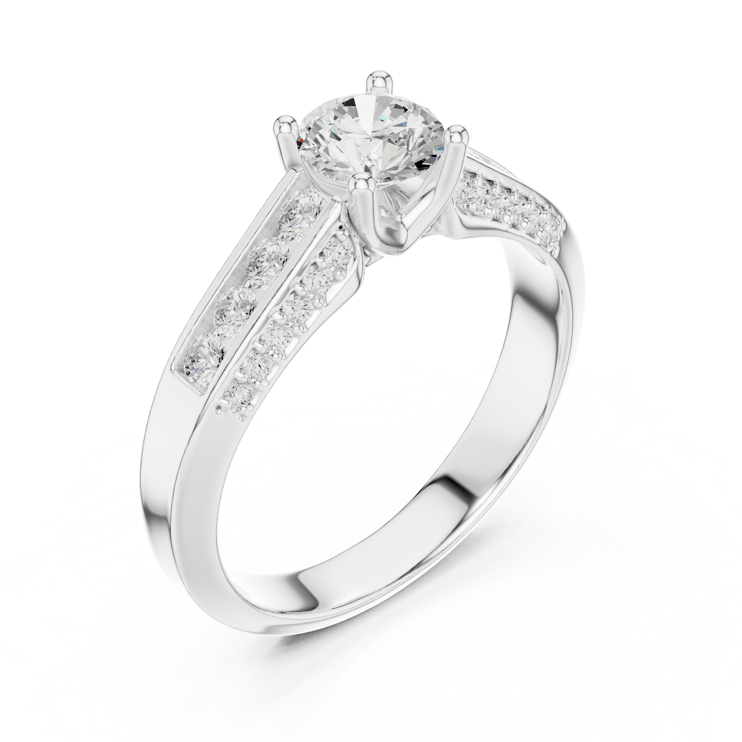 Round Side Stone Lab Grown Diamond Ring