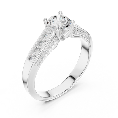 Round Side Stone Lab Grown Diamond Ring