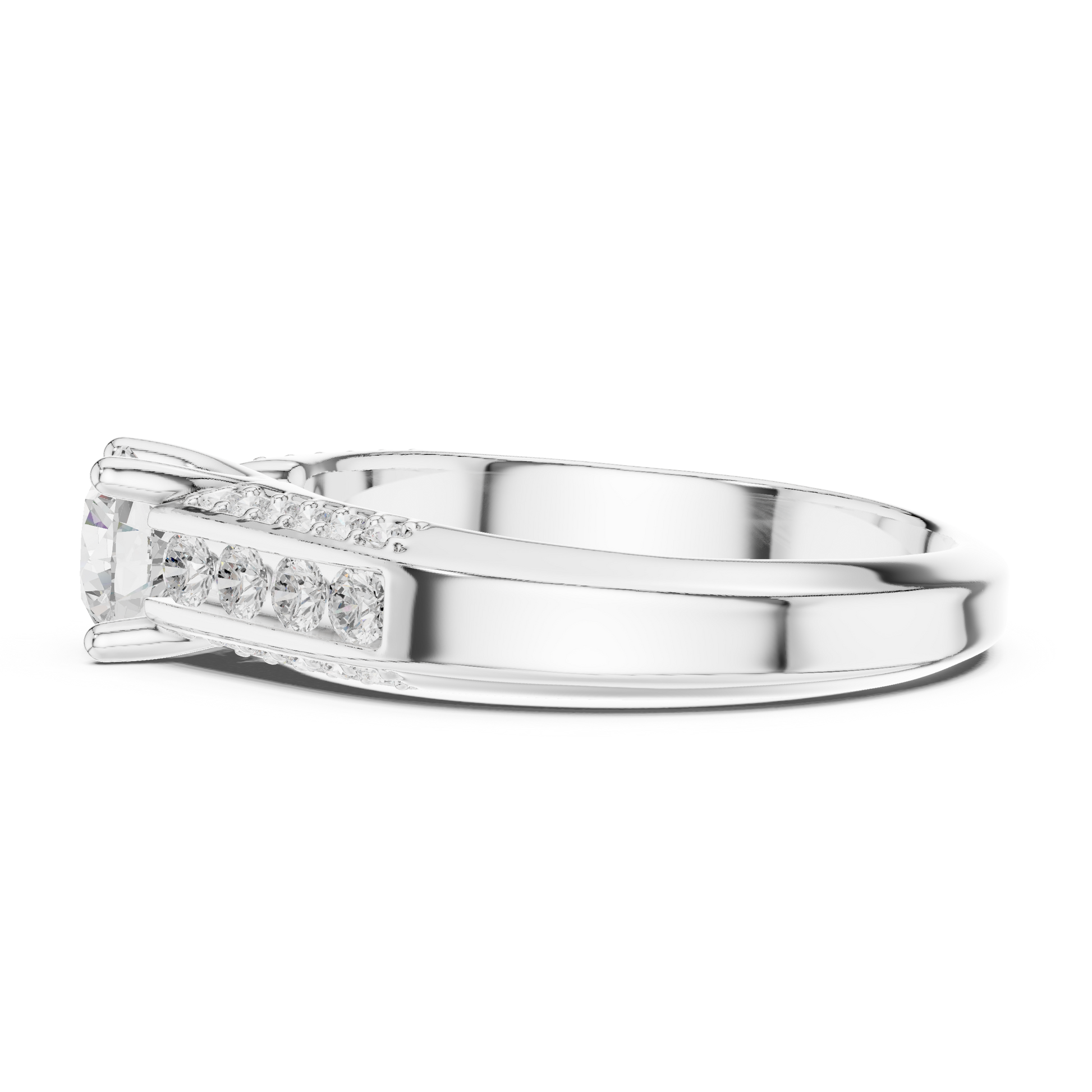 Round Side Stone Lab Grown Diamond Ring