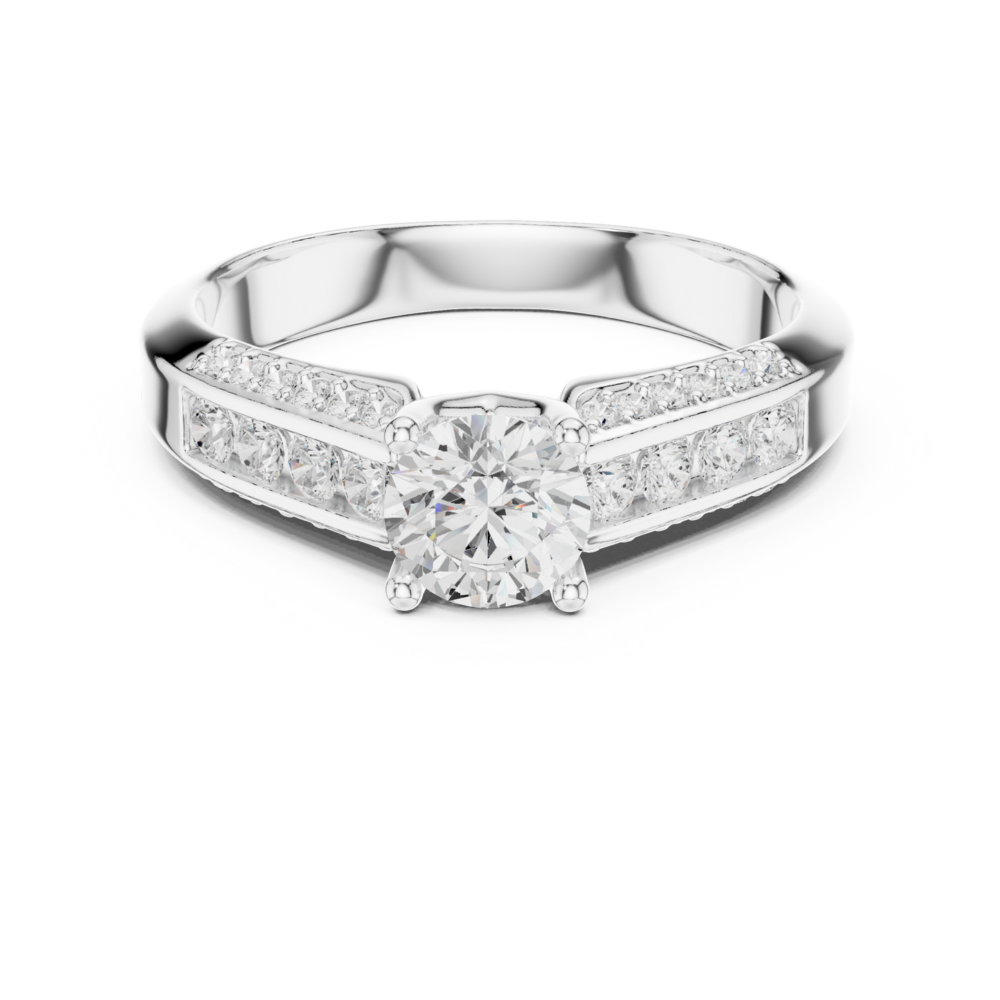 Round Side Stone Lab Grown Diamond Ring