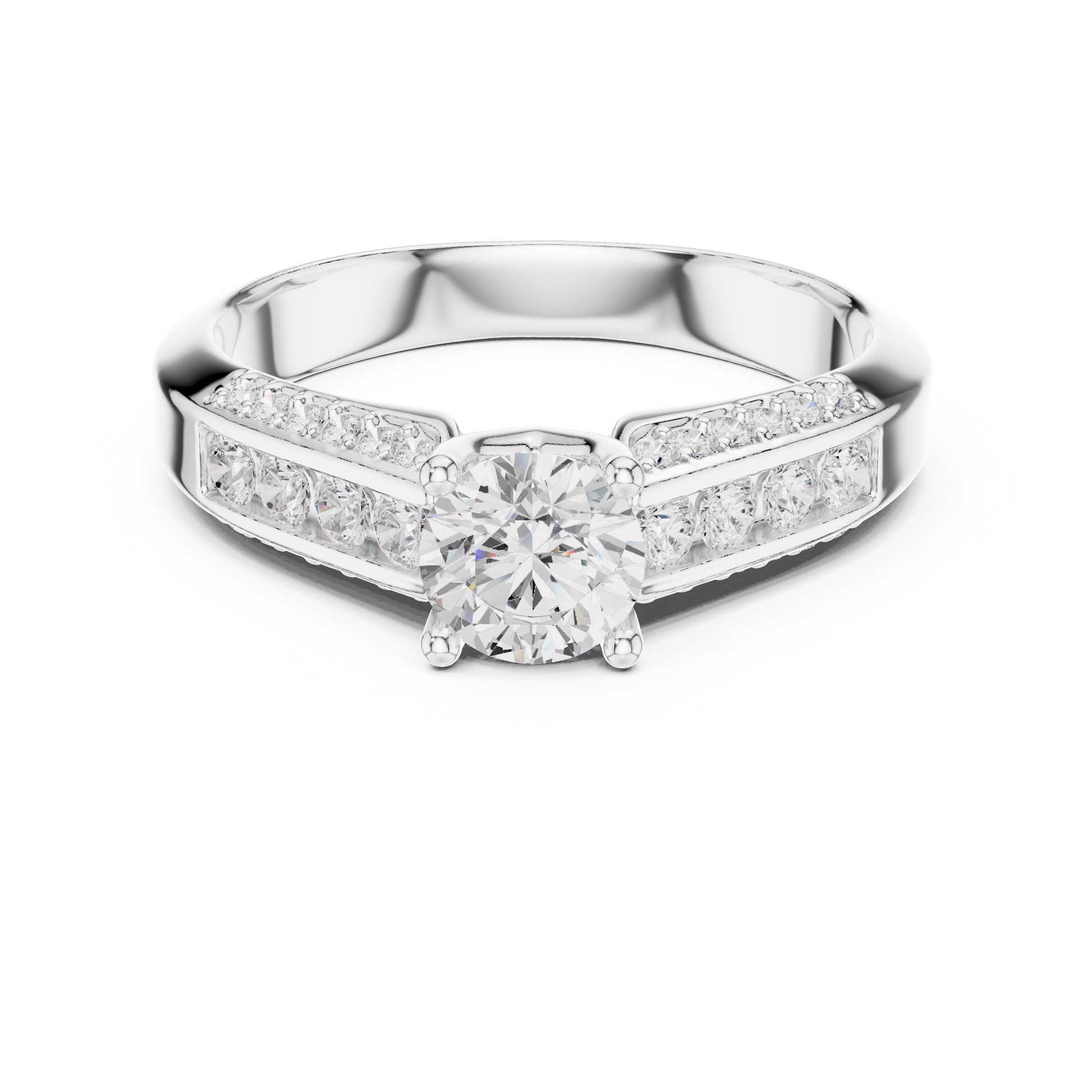 Round Side Stone Lab Grown Diamond Ring