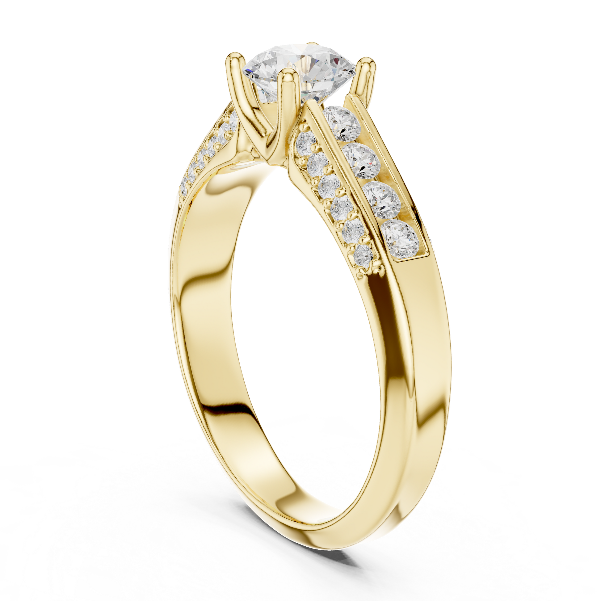 Round Side Stone Lab Grown Diamond Ring