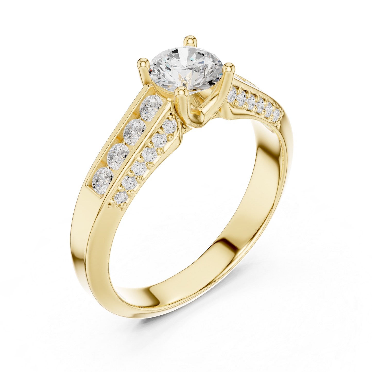Round Side Stone Lab Grown Diamond Ring