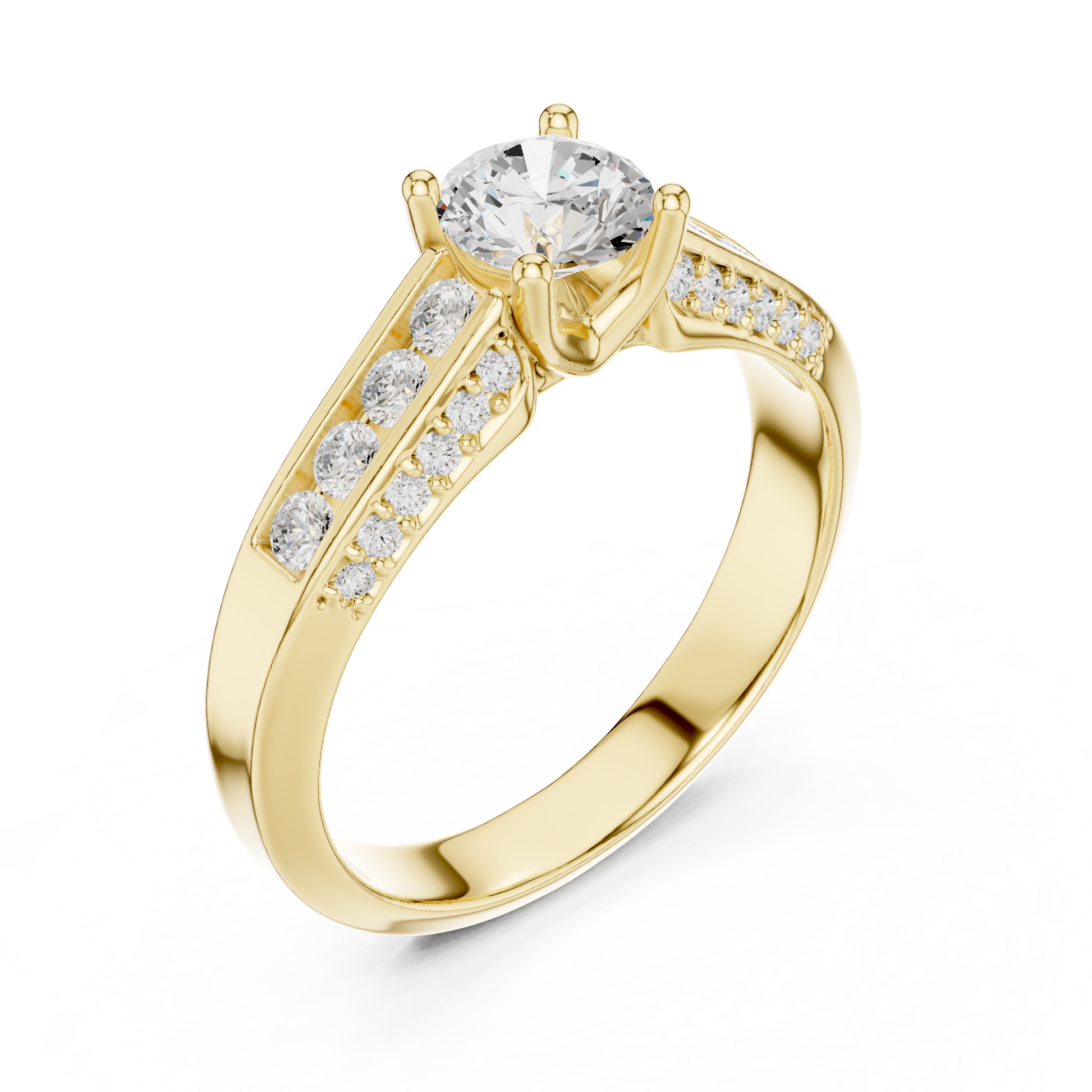 Round Side Stone Lab Grown Diamond Ring