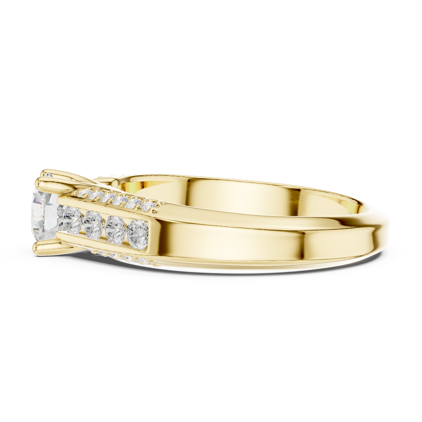 Round Side Stone Lab Grown Diamond Ring