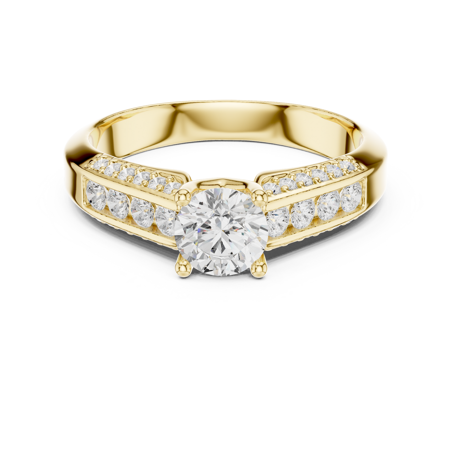 Round Side Stone Lab Grown Diamond Ring