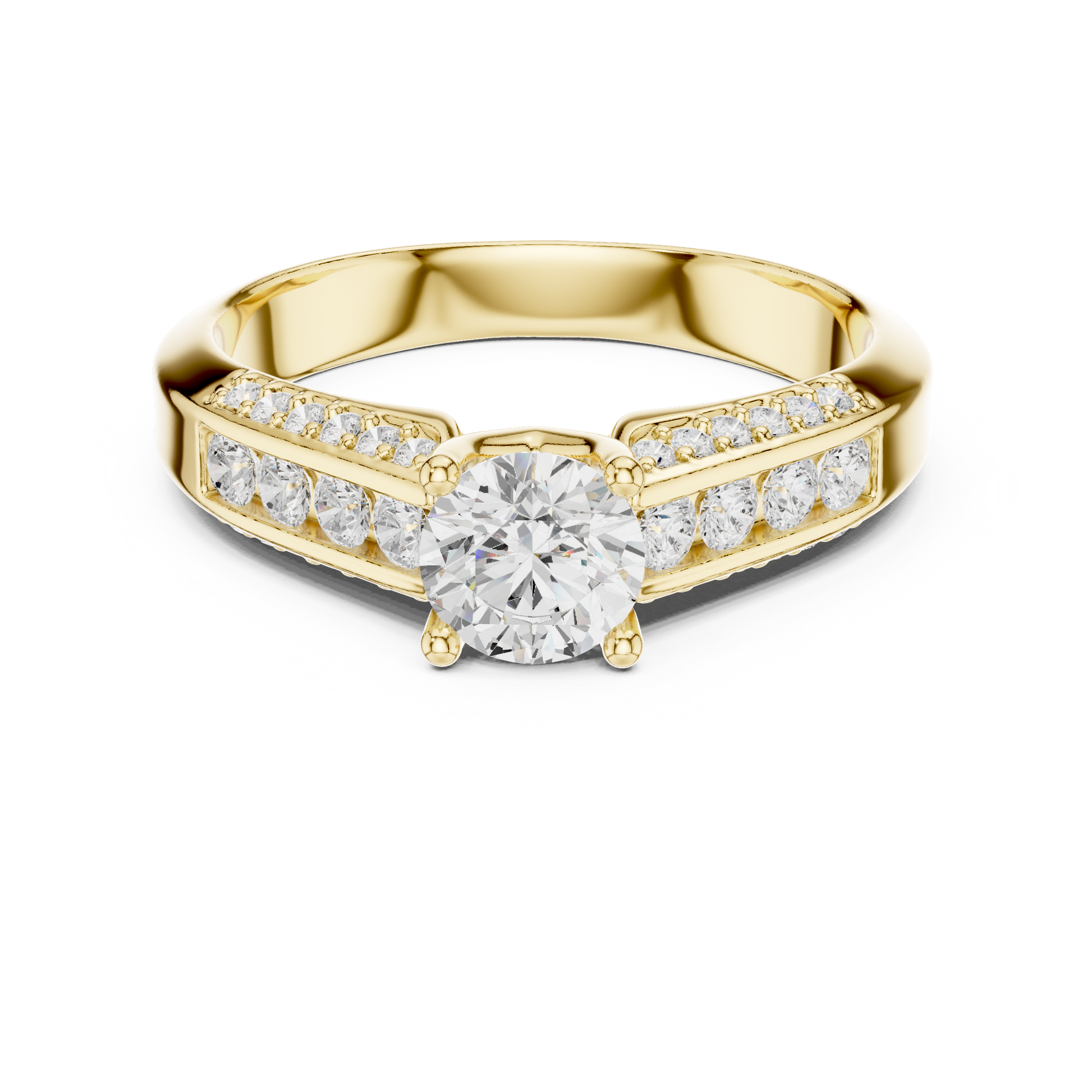 Round Side Stone Lab Grown Diamond Ring