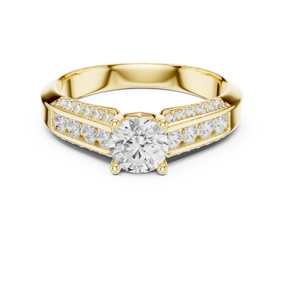 Round Side Stone Lab Grown Diamond Ring