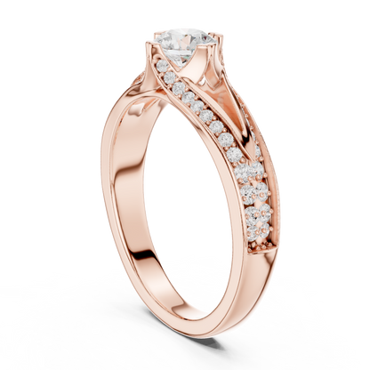 Round Side Stone Lab Grown Diamond Ring