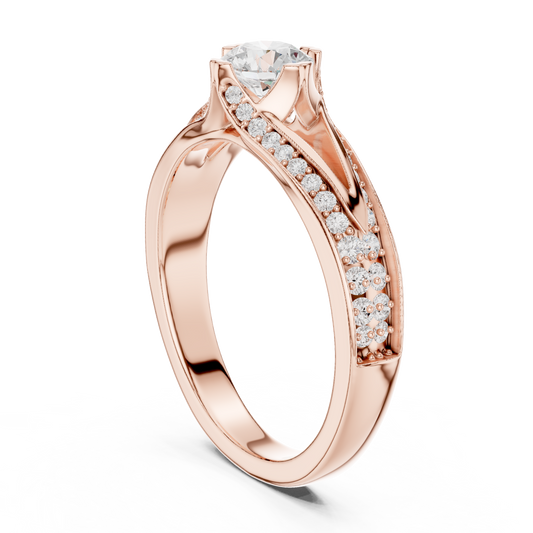 Round Side Stone Lab Grown Diamond Ring