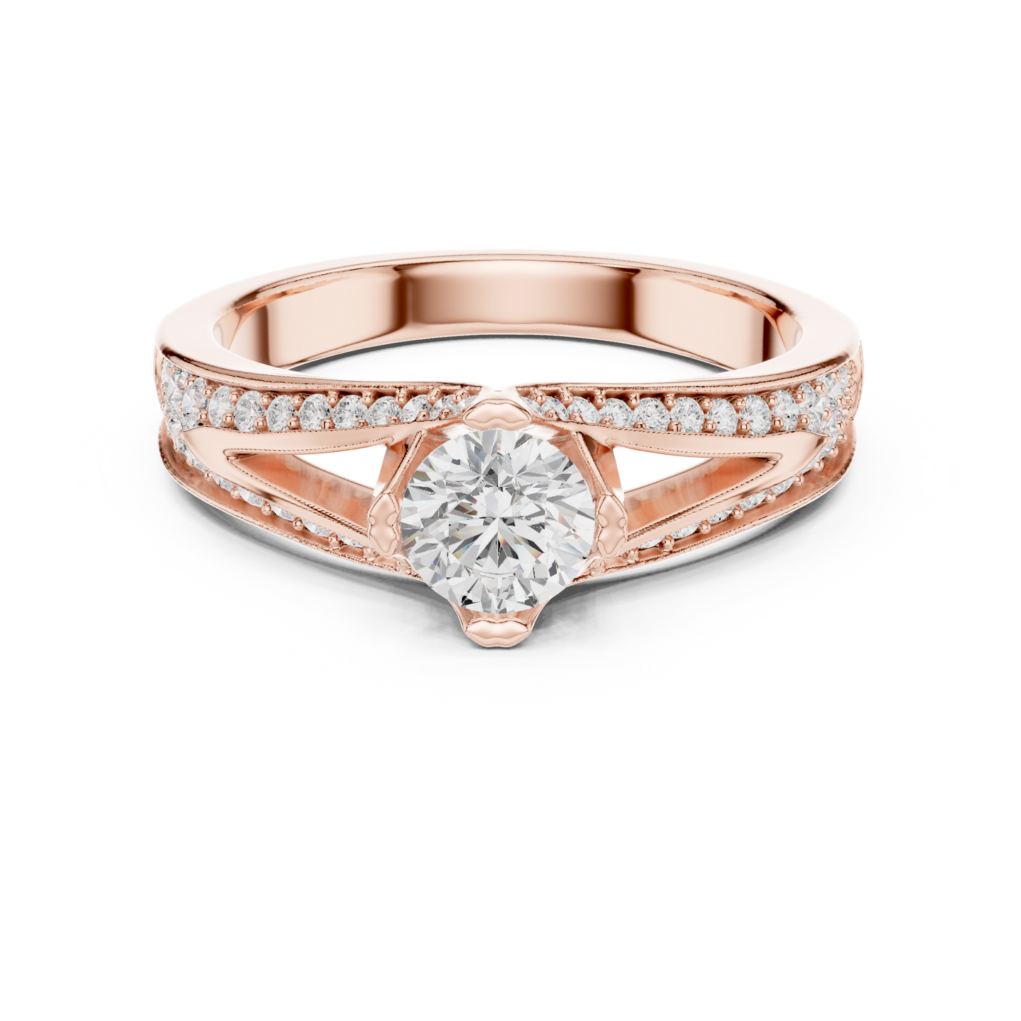Round Side Stone Lab Grown Diamond Ring