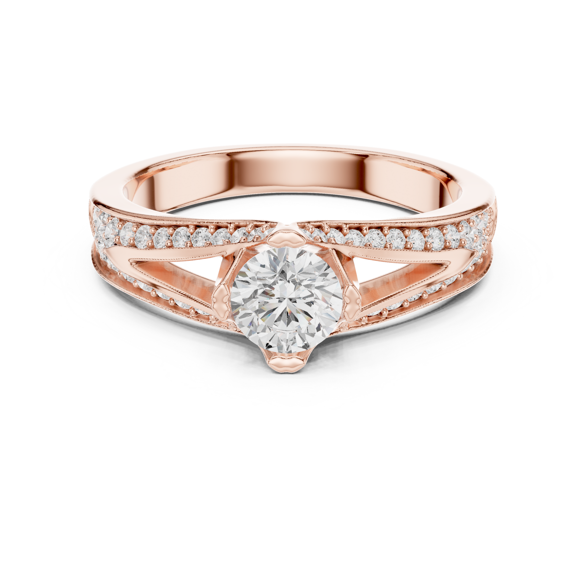 Round Side Stone Lab Grown Diamond Ring
