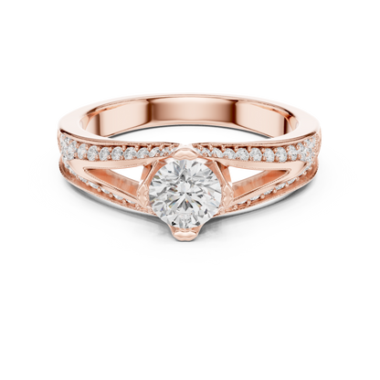 Round Side Stone Lab Grown Diamond Ring