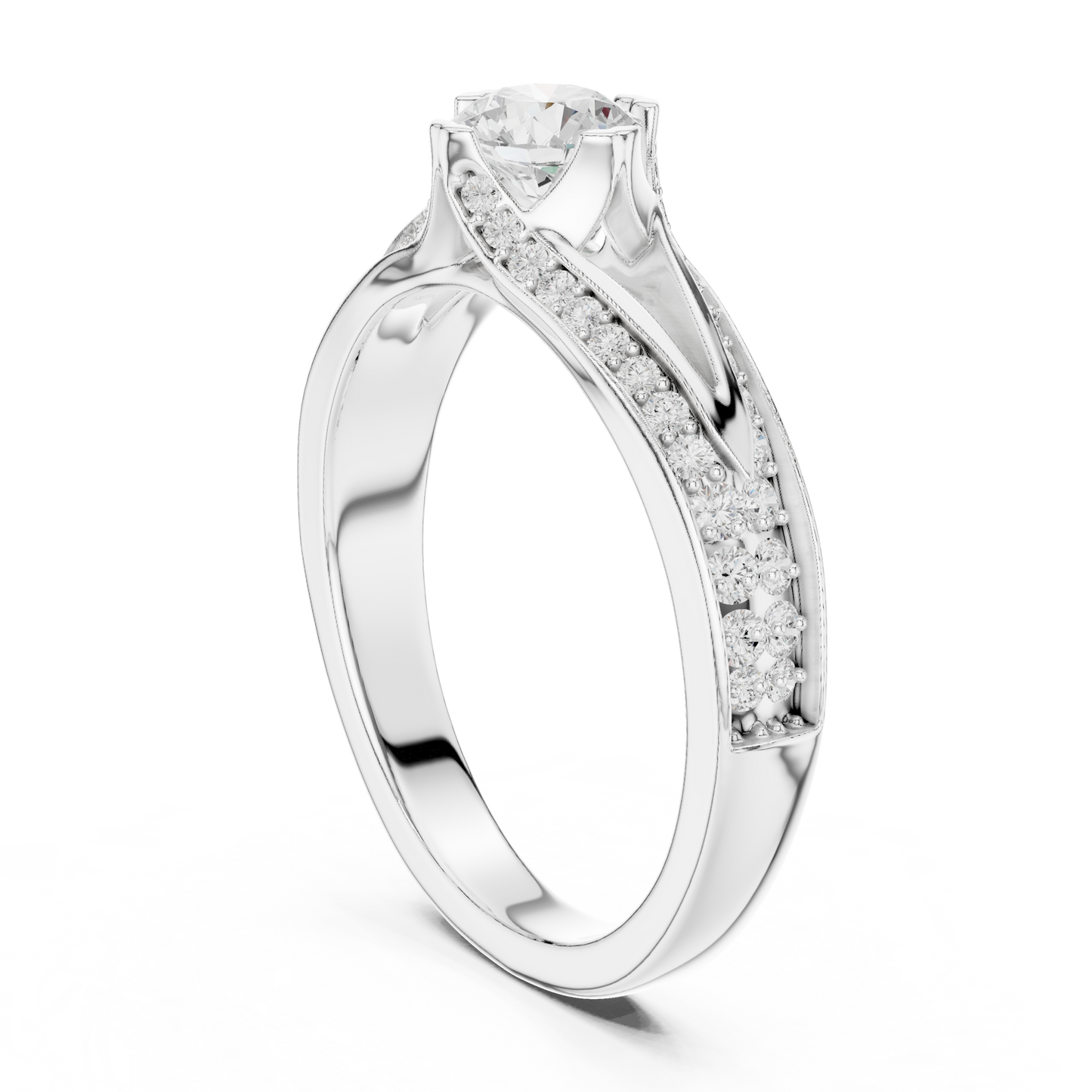 Round Side Stone Lab Grown Diamond Ring