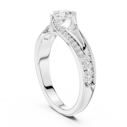 Round Side Stone Lab Grown Diamond Ring