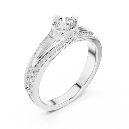 Round Side Stone Lab Grown Diamond Ring