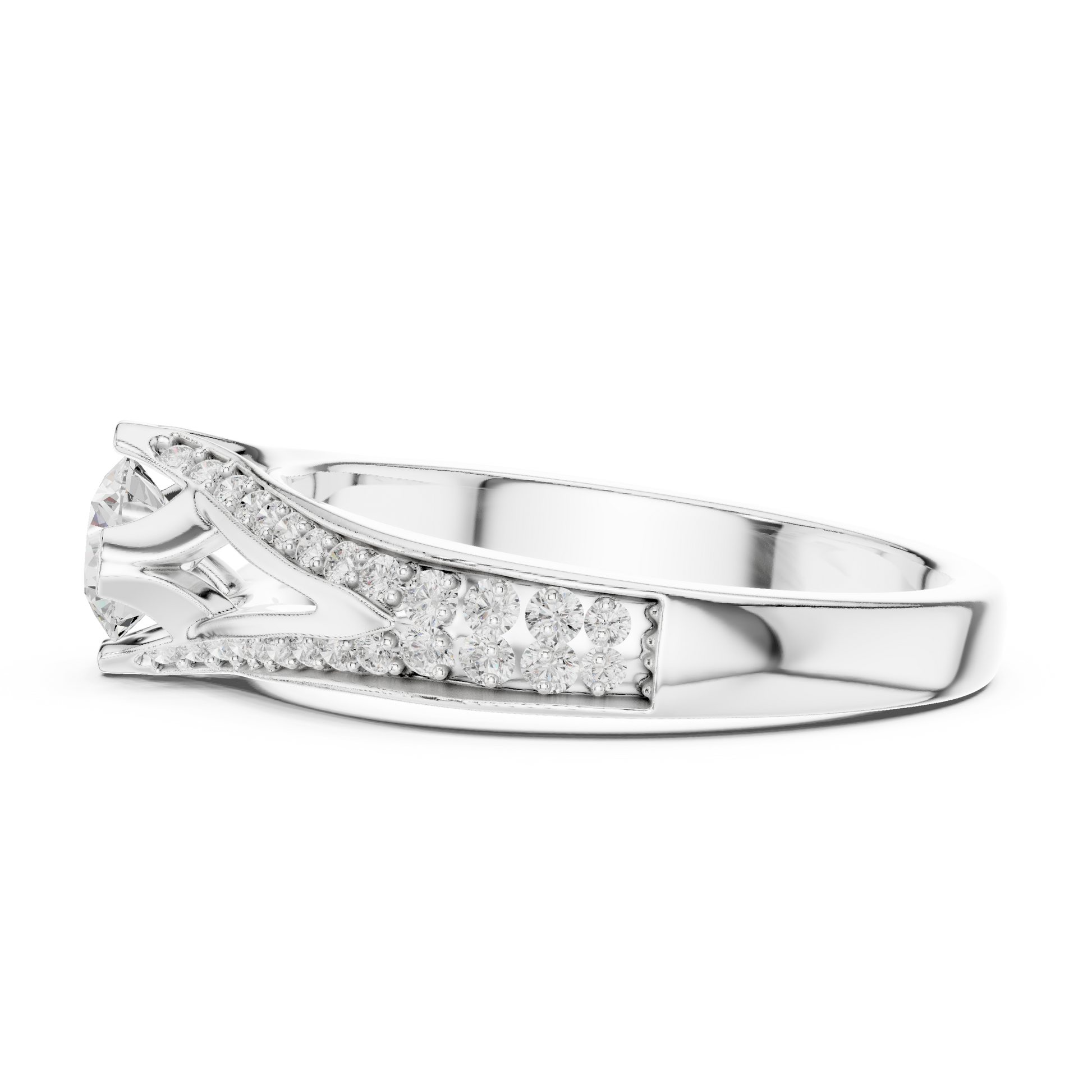 Round Side Stone Lab Grown Diamond Ring