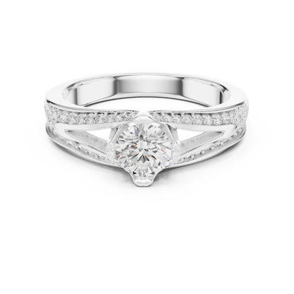Round Side Stone Lab Grown Diamond Ring