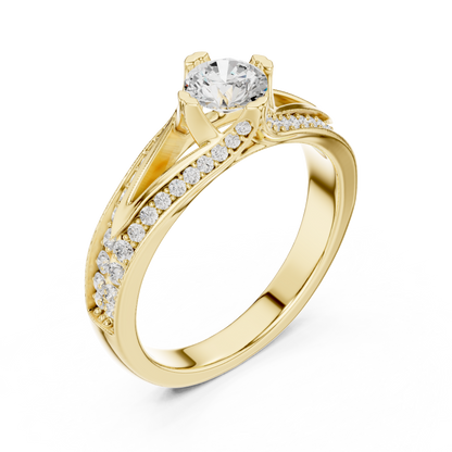 Round Side Stone Lab Grown Diamond Ring
