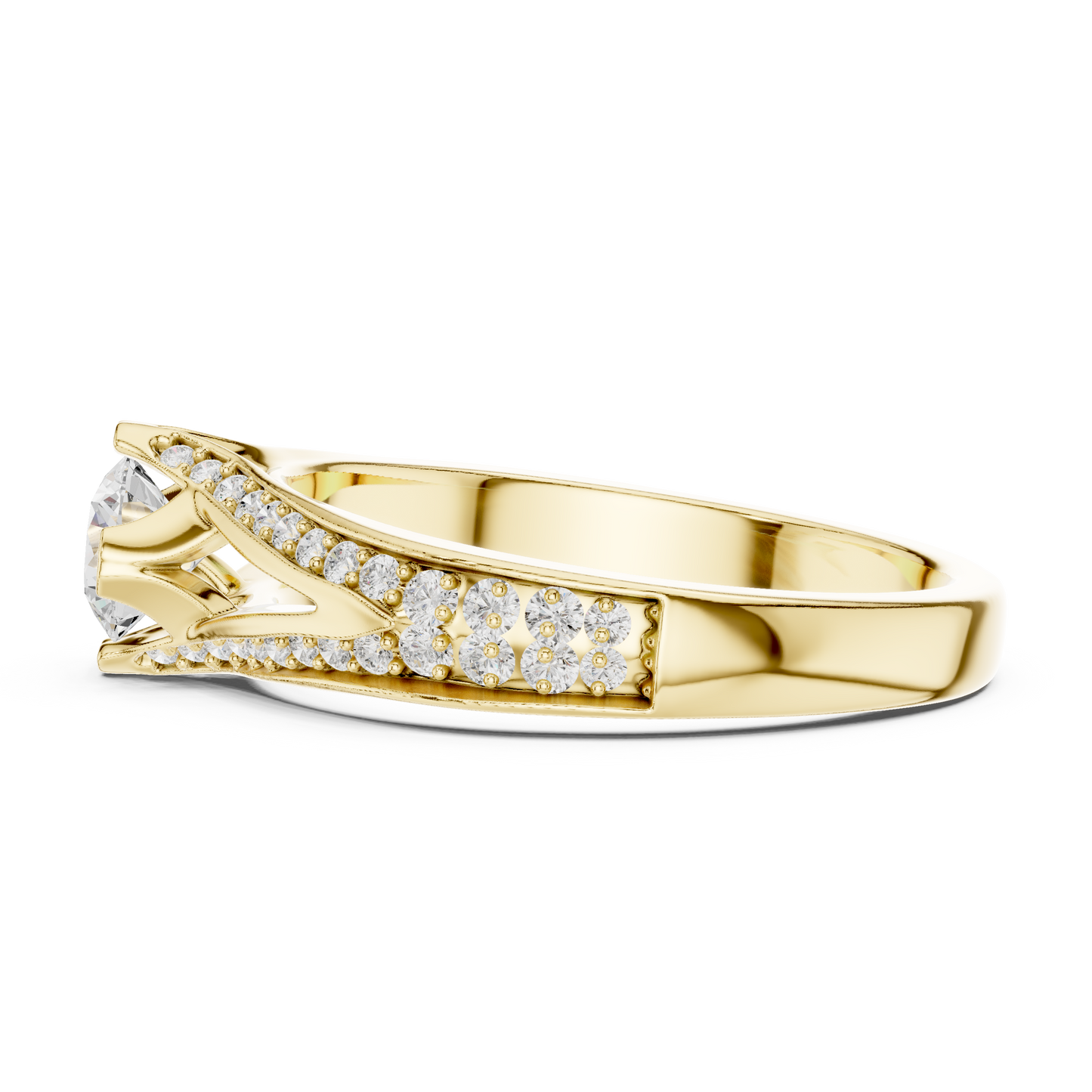 Round Side Stone Lab Grown Diamond Ring