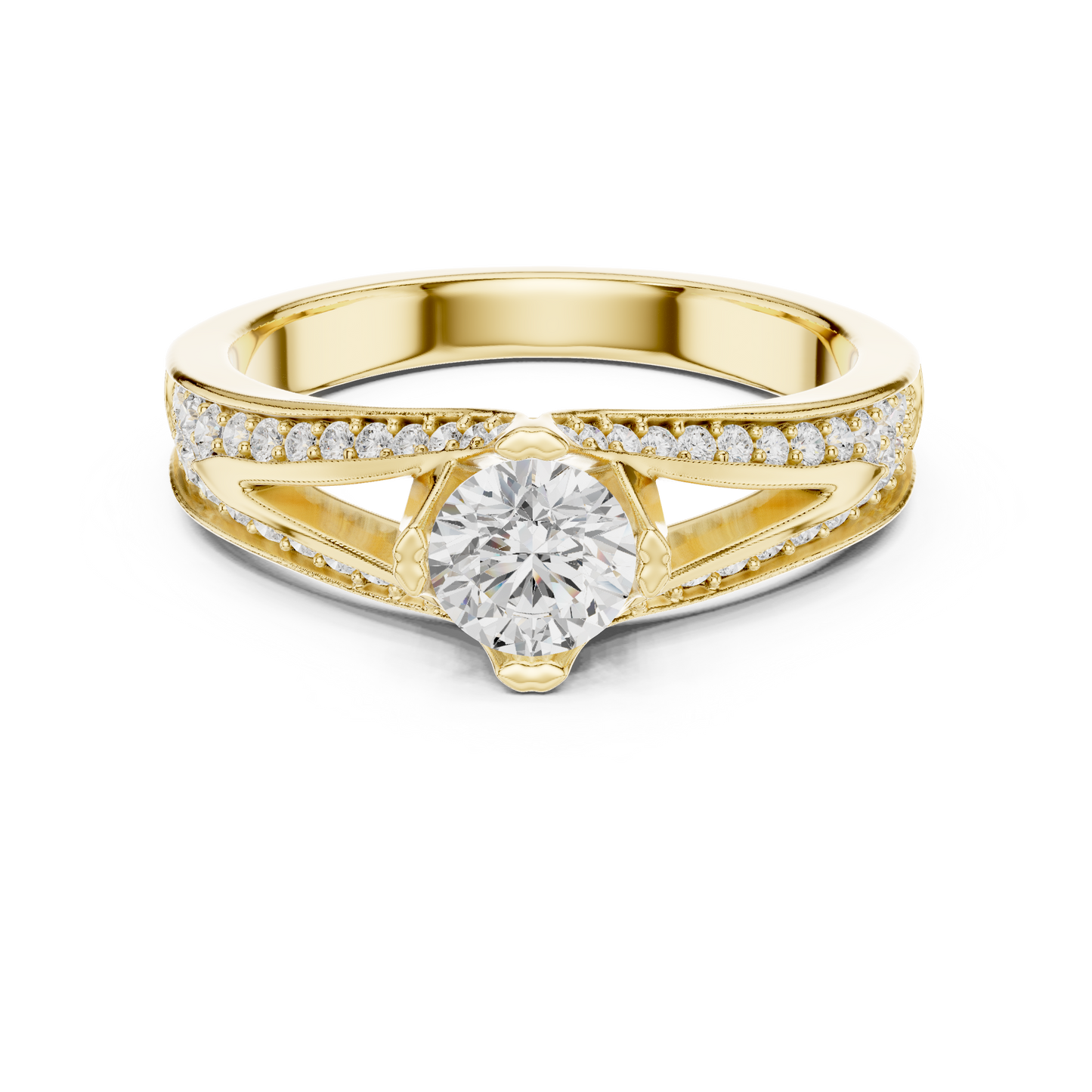Round Side Stone Lab Grown Diamond Ring