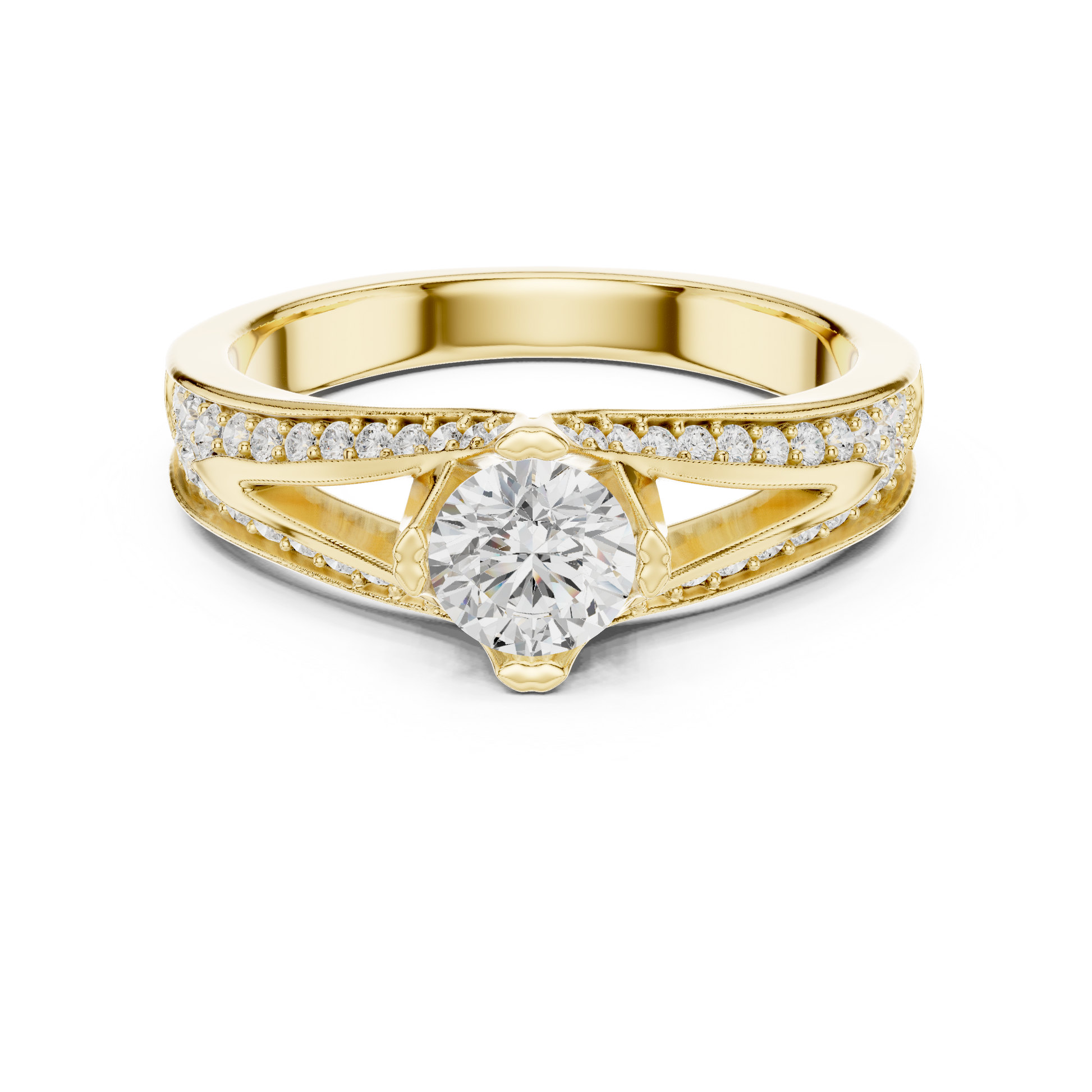 Round Side Stone Lab Grown Diamond Ring