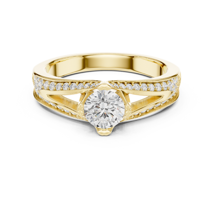 Round Side Stone Lab Grown Diamond Ring