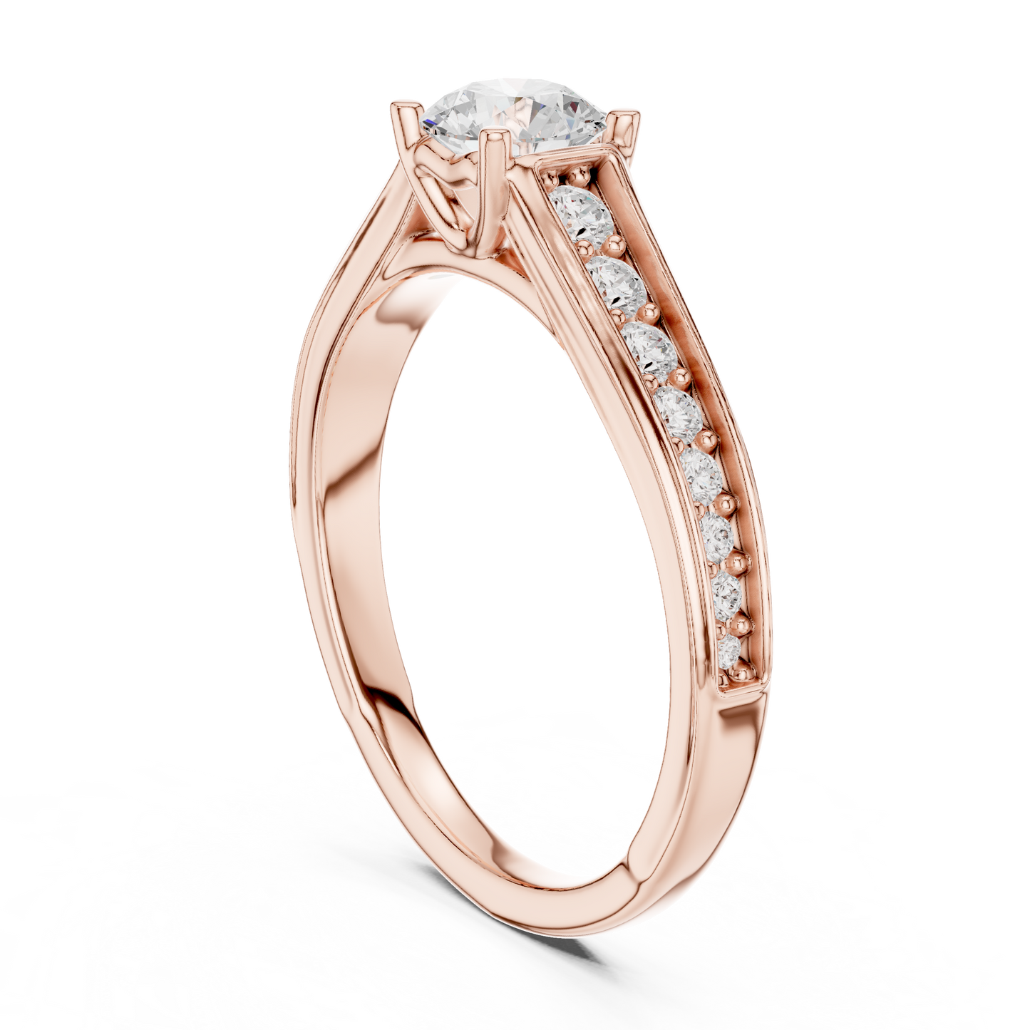 Round Side Stone Lab Grown Diamond Ring