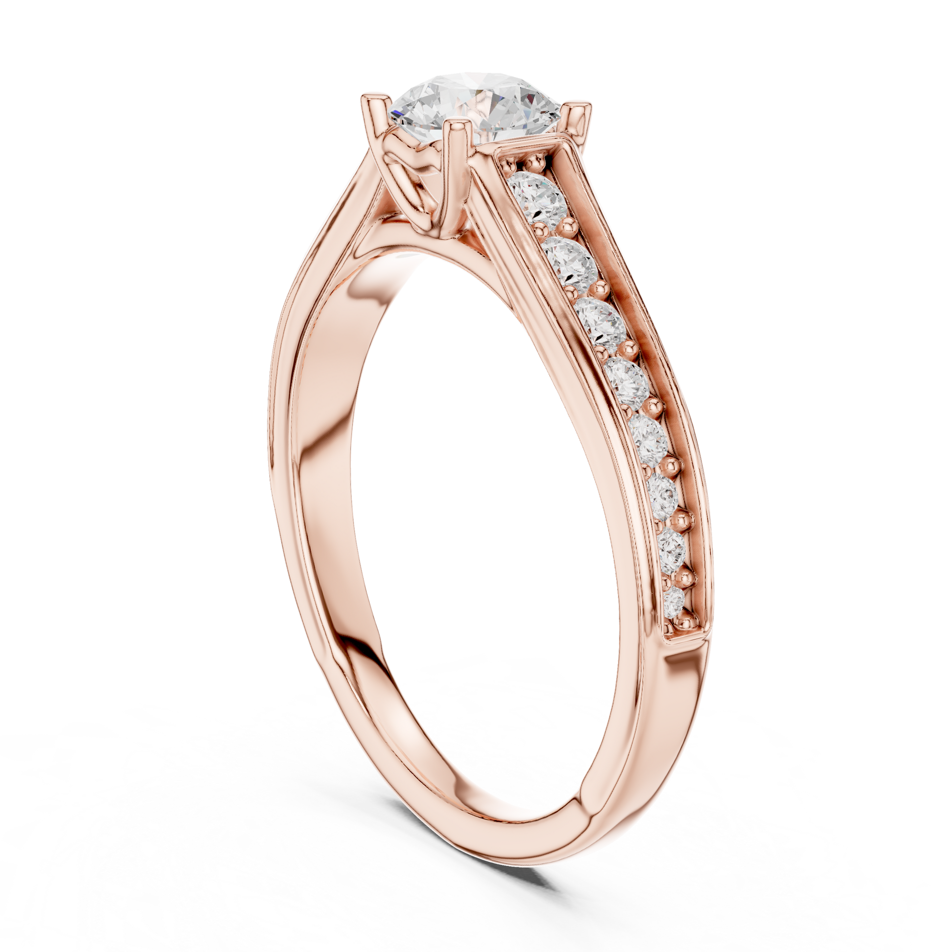 Round Side Stone Lab Grown Diamond Ring