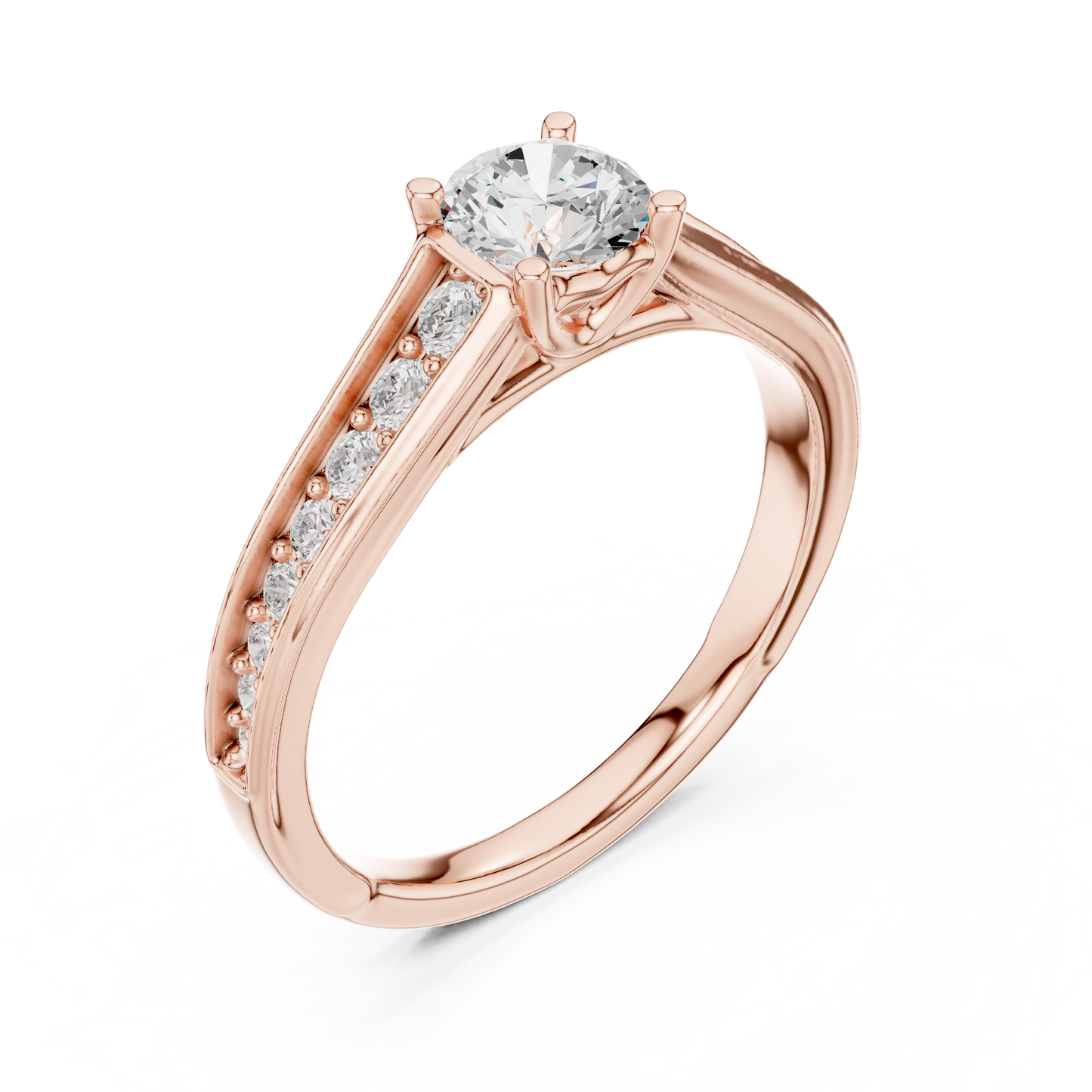 Round Side Stone Lab Grown Diamond Ring