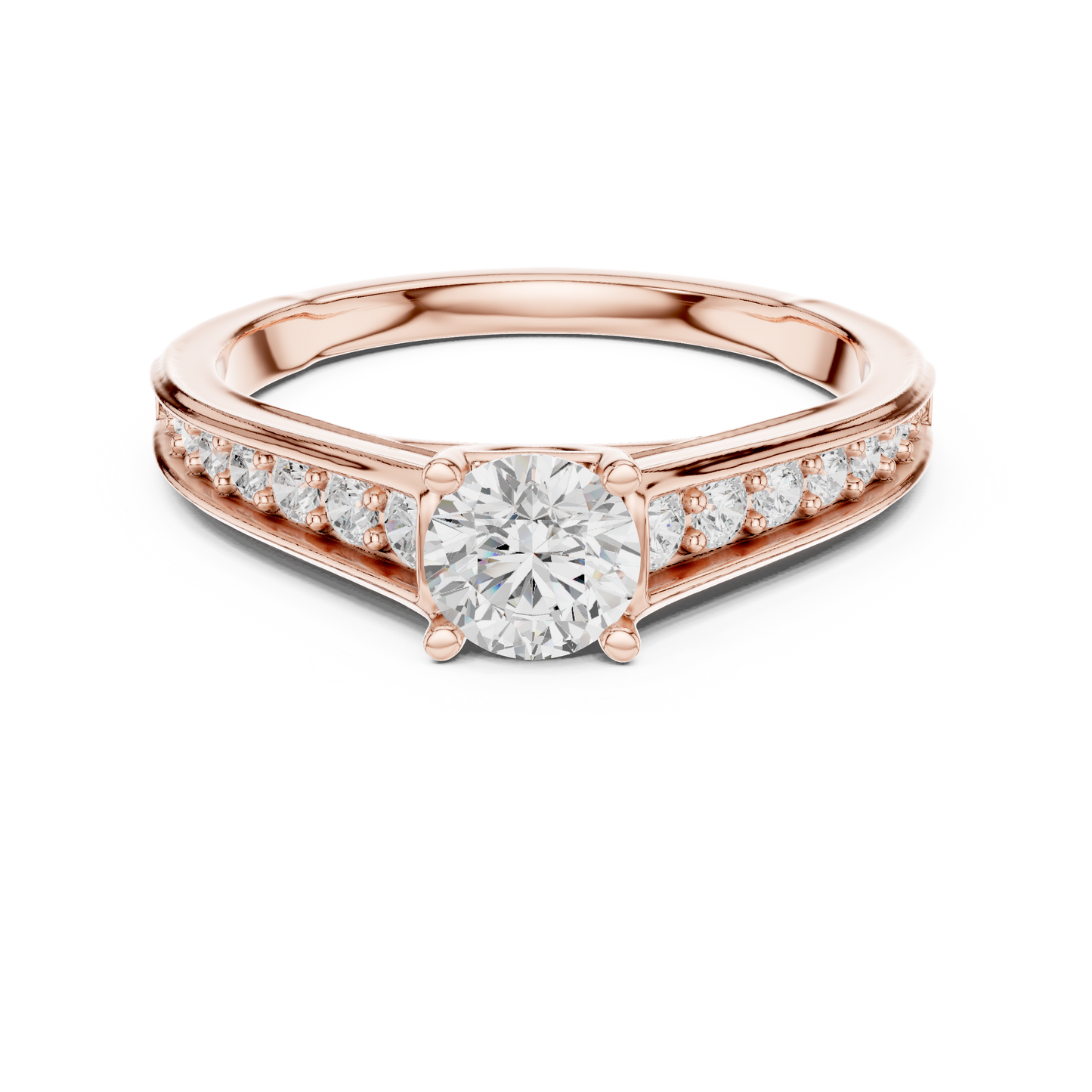 Round Side Stone Lab Grown Diamond Ring