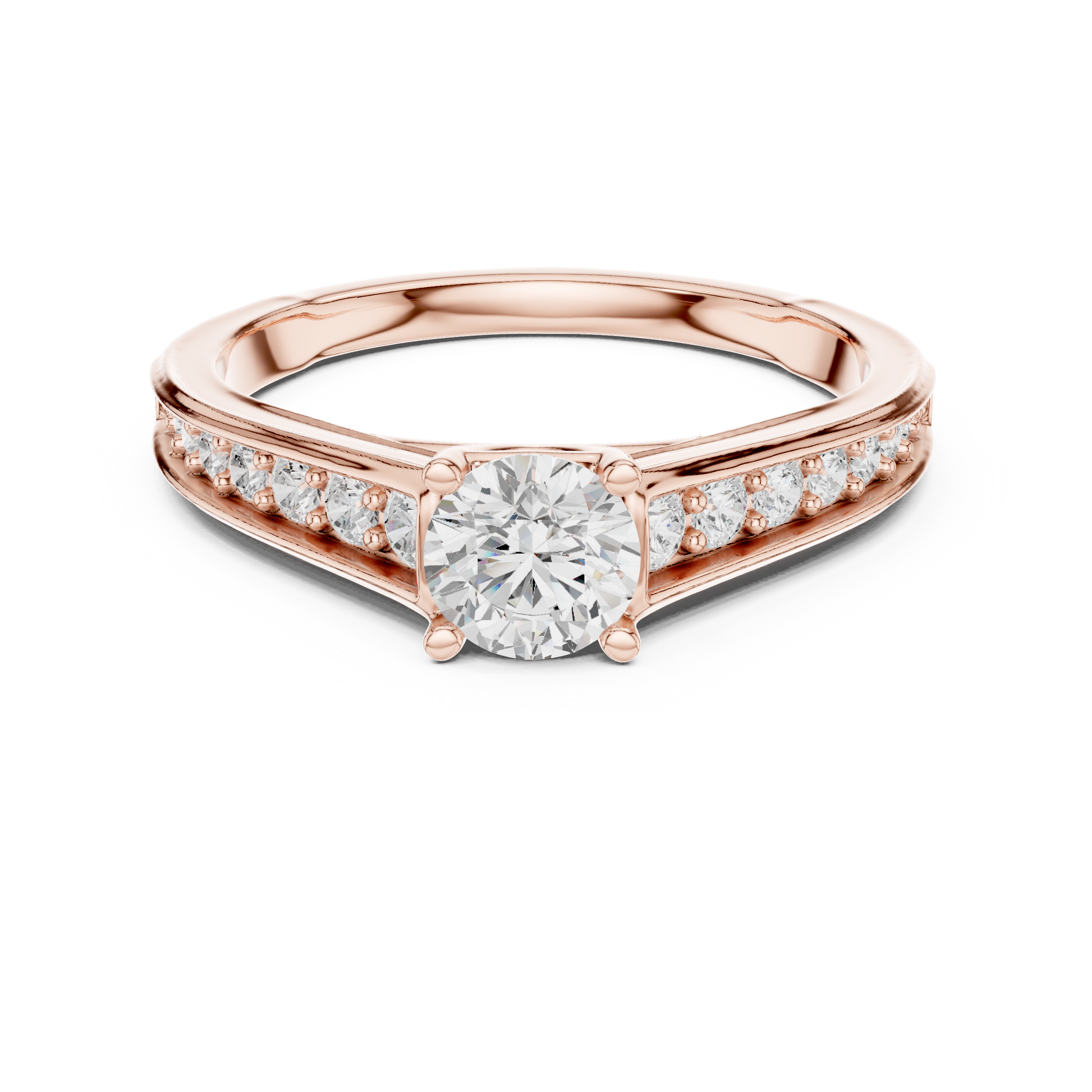 Round Side Stone Lab Grown Diamond Ring