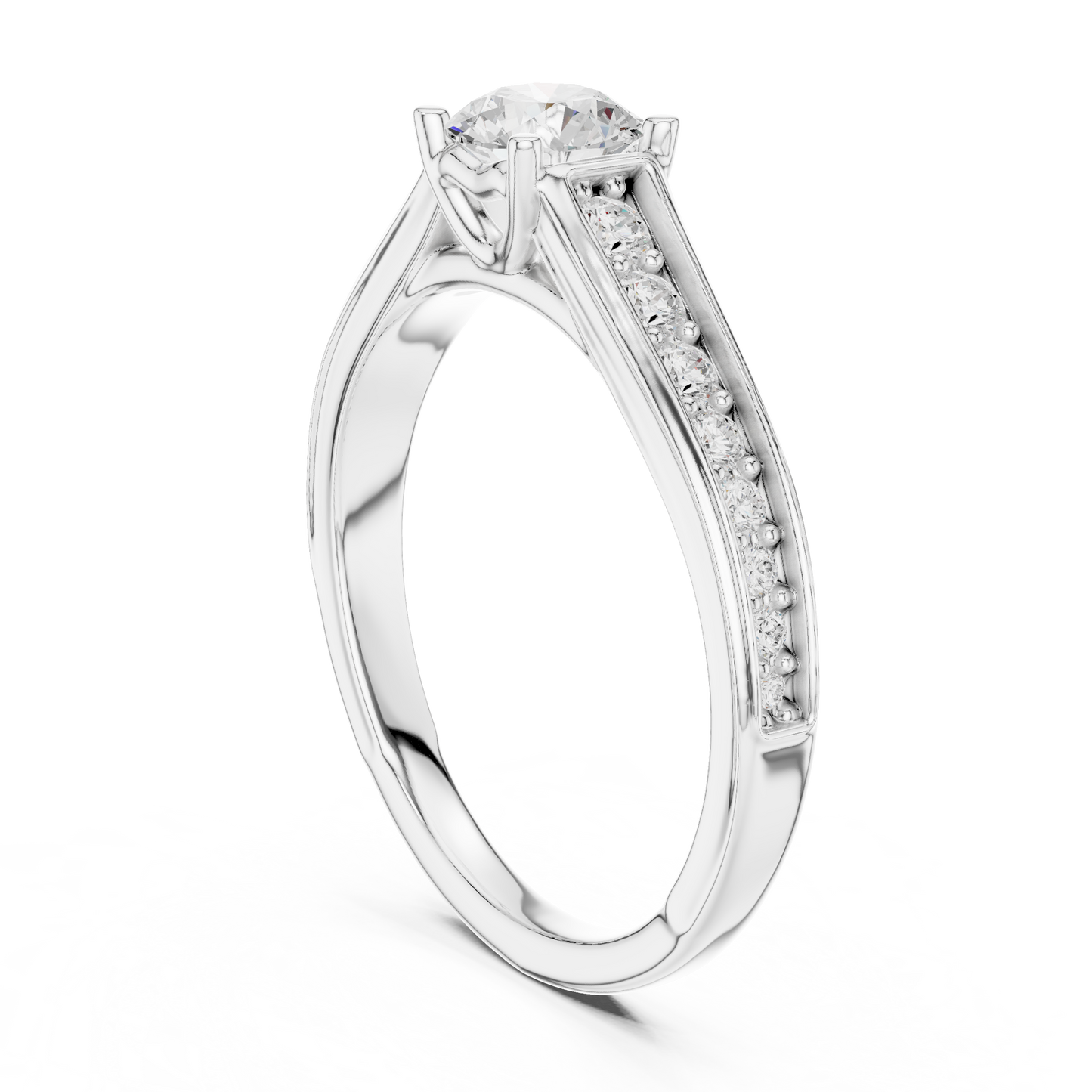 Round Side Stone Lab Grown Diamond Ring