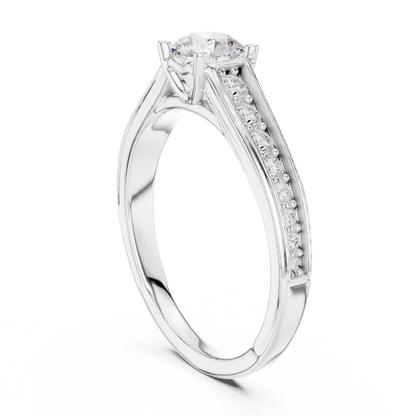 Round Side Stone Lab Grown Diamond Ring