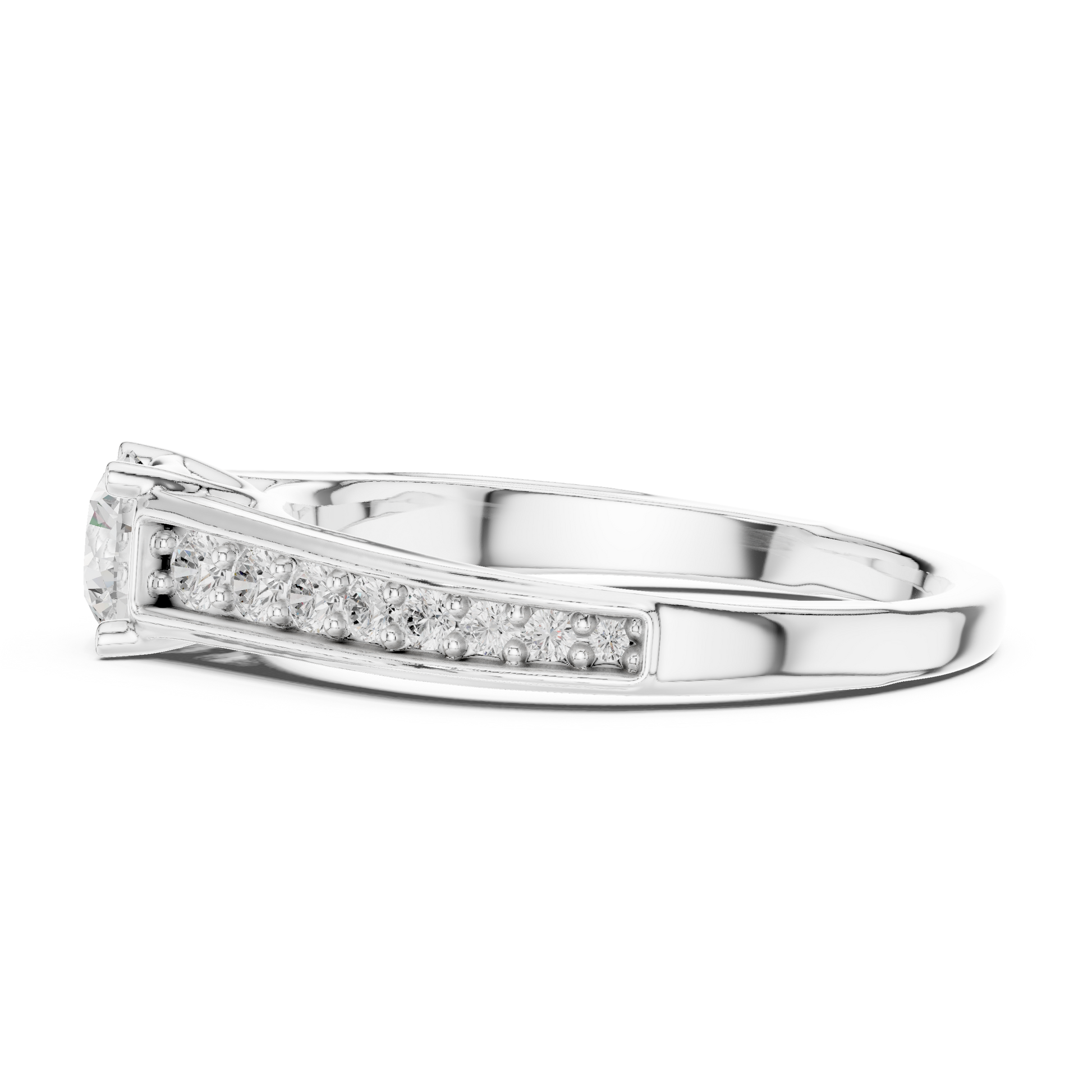 Round Side Stone Lab Grown Diamond Ring