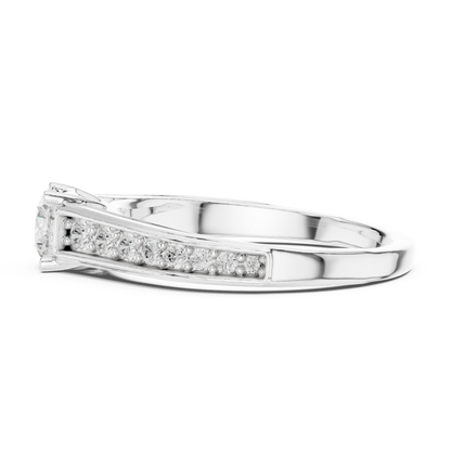 Round Side Stone Lab Grown Diamond Ring