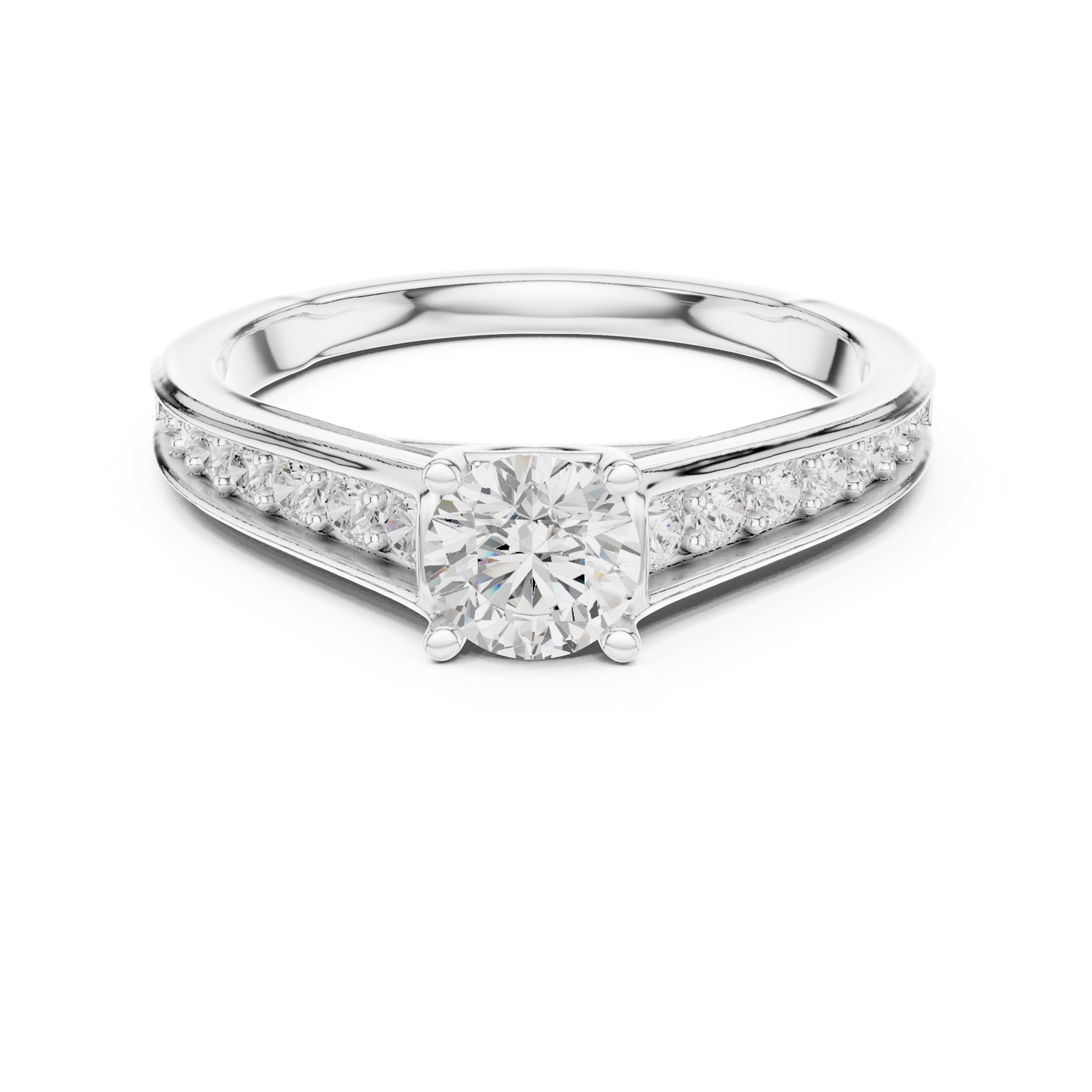 Round Side Stone Lab Grown Diamond Ring
