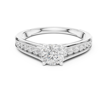 Round Side Stone Lab Grown Diamond Ring