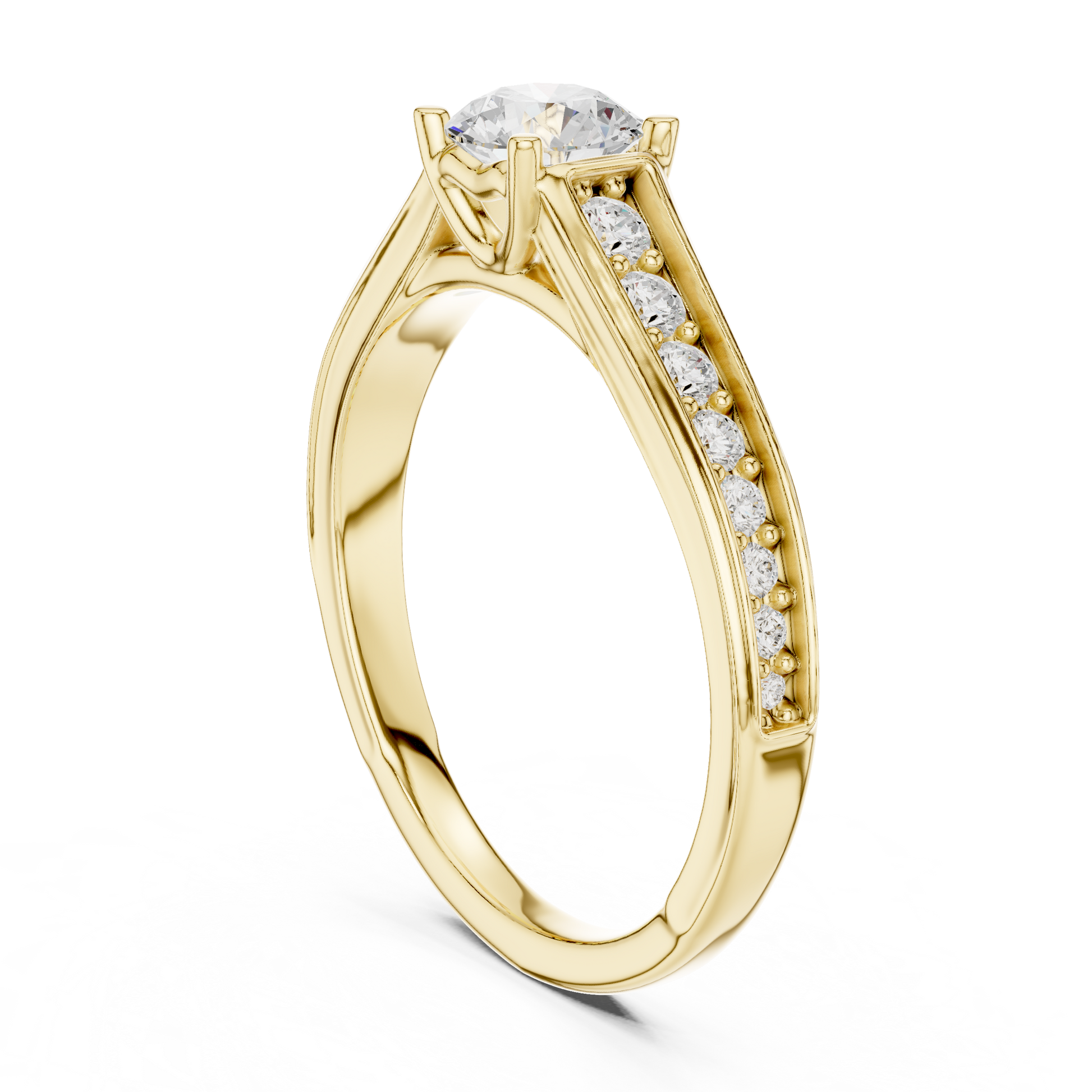 Round Side Stone Lab Grown Diamond Ring