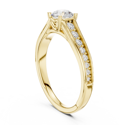 Round Side Stone Lab Grown Diamond Ring