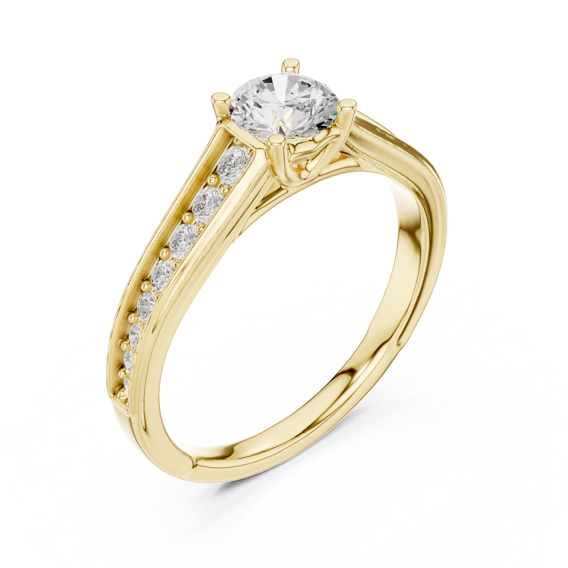 Round Side Stone Lab Grown Diamond Ring