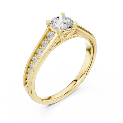 Round Side Stone Lab Grown Diamond Ring