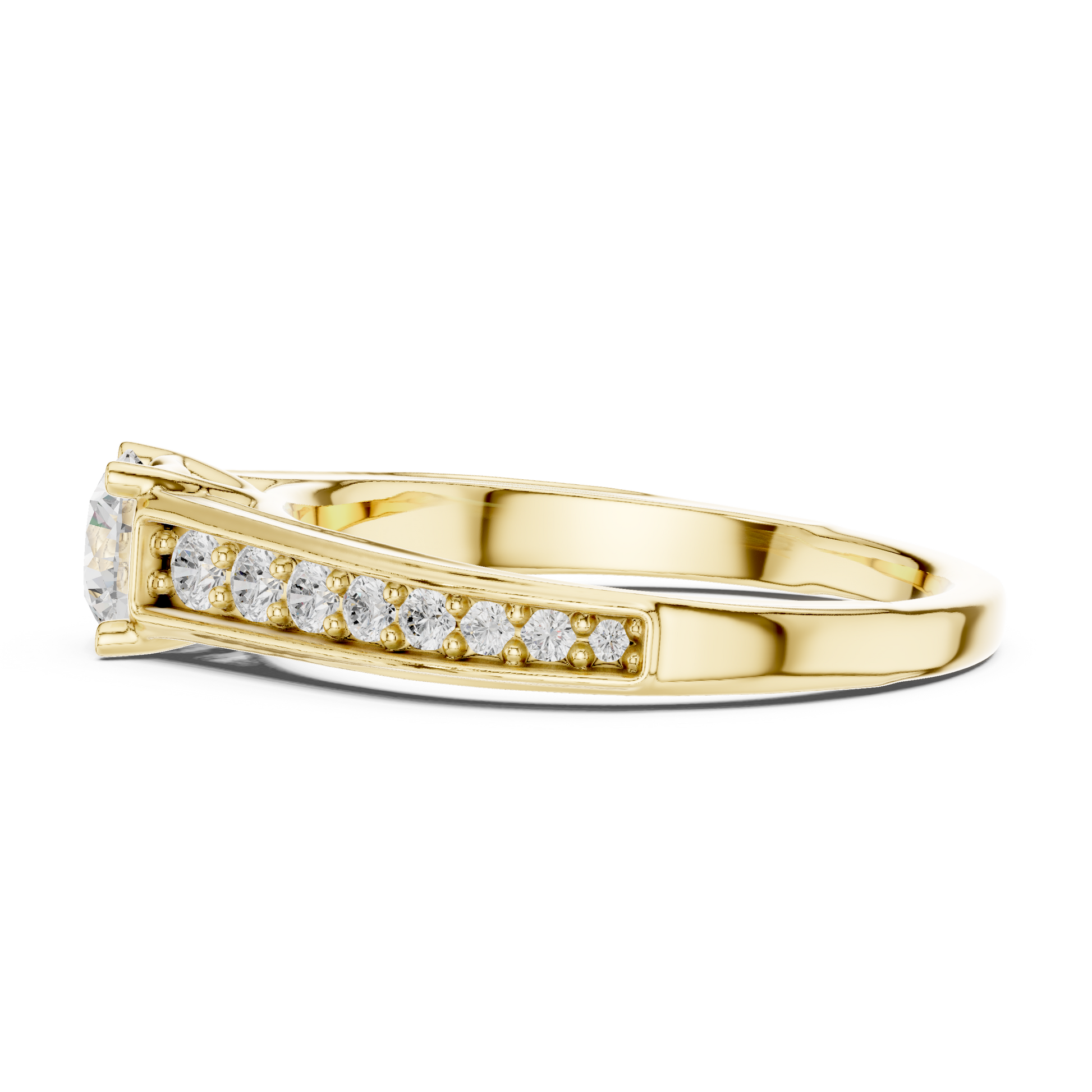 Round Side Stone Lab Grown Diamond Ring