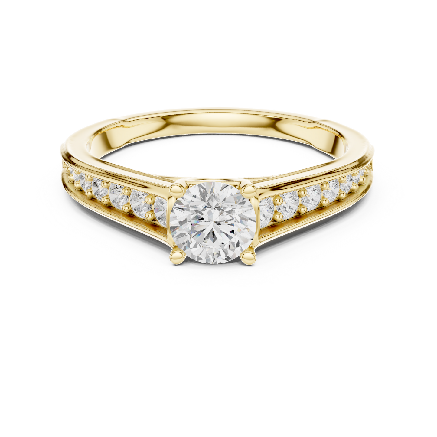 Round Side Stone Lab Grown Diamond Ring